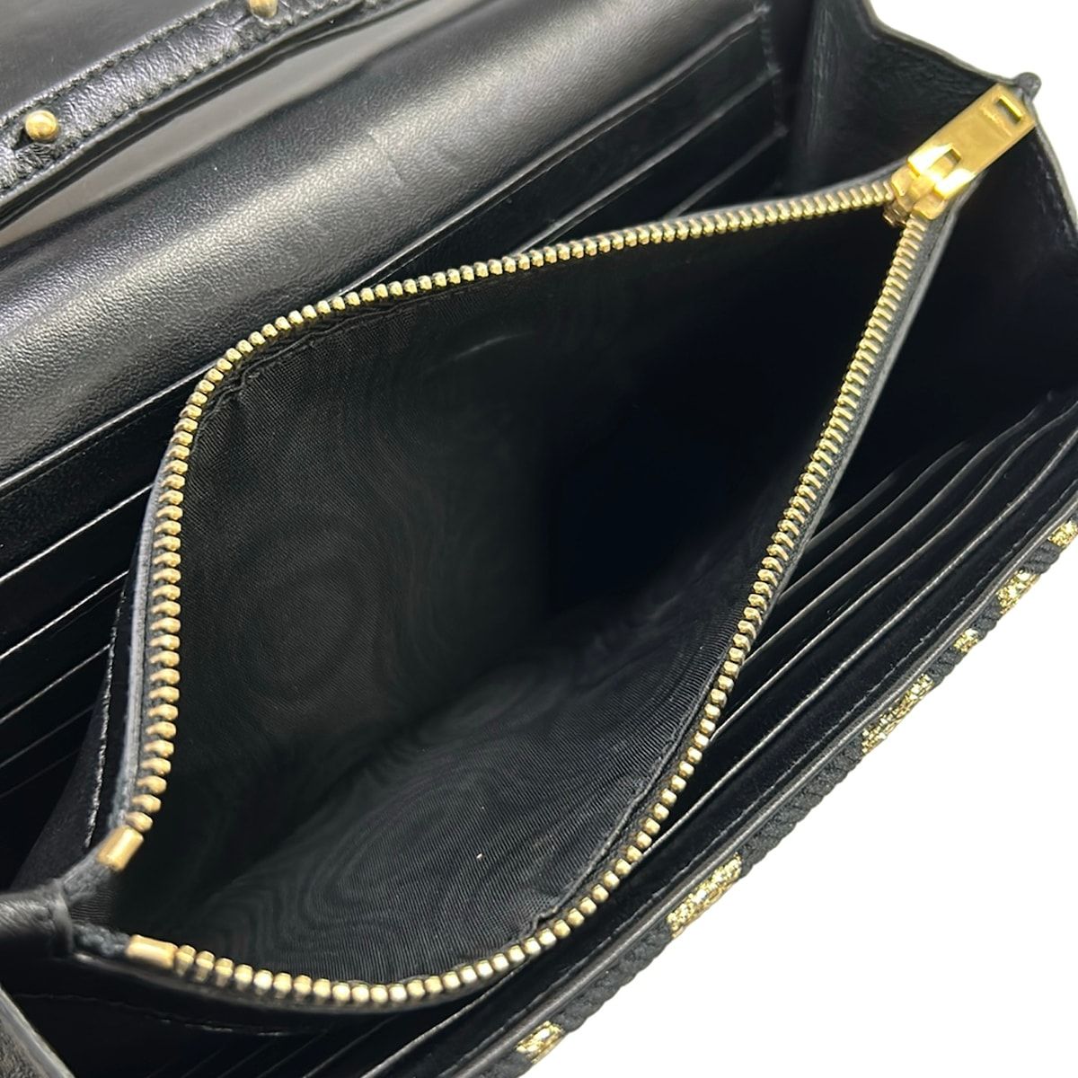Saint Laurent Paris Wallet Black Gold Chain Strap Removable Star Pattern Leather — view 5