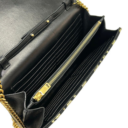 Saint Laurent Paris Wallet Black Gold Chain Strap Removable Star Pattern Leather — view 4