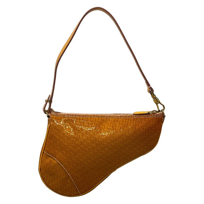 Dior Handbag Saddle Pouch Orange Embossed Leather