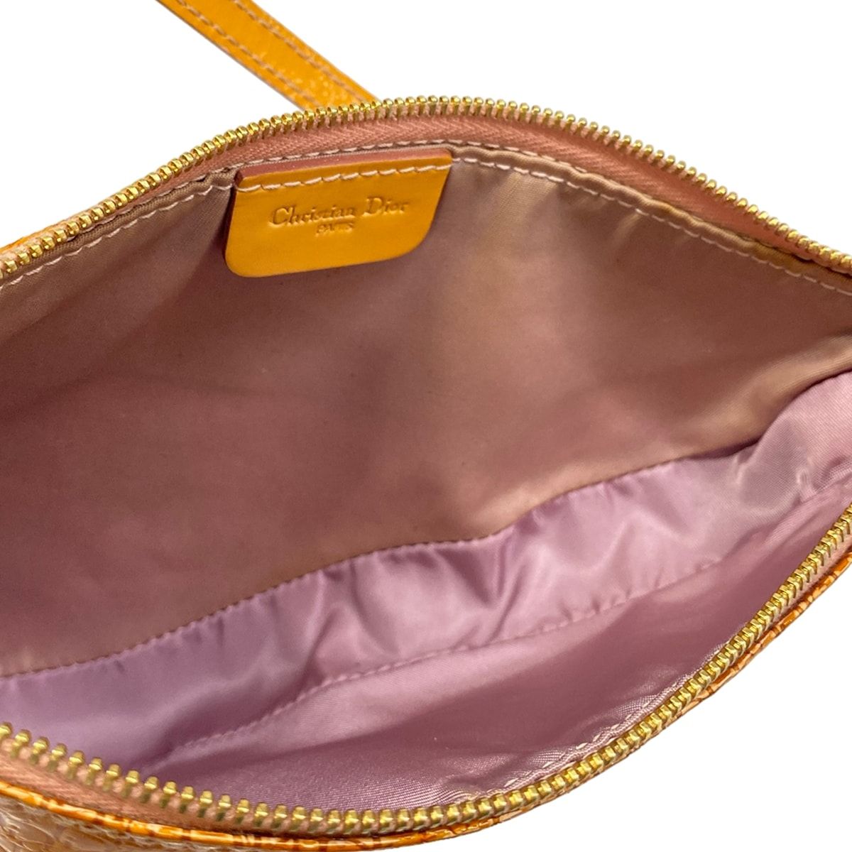 Dior Handbag Saddle Pouch Orange Embossed Leather — view 7