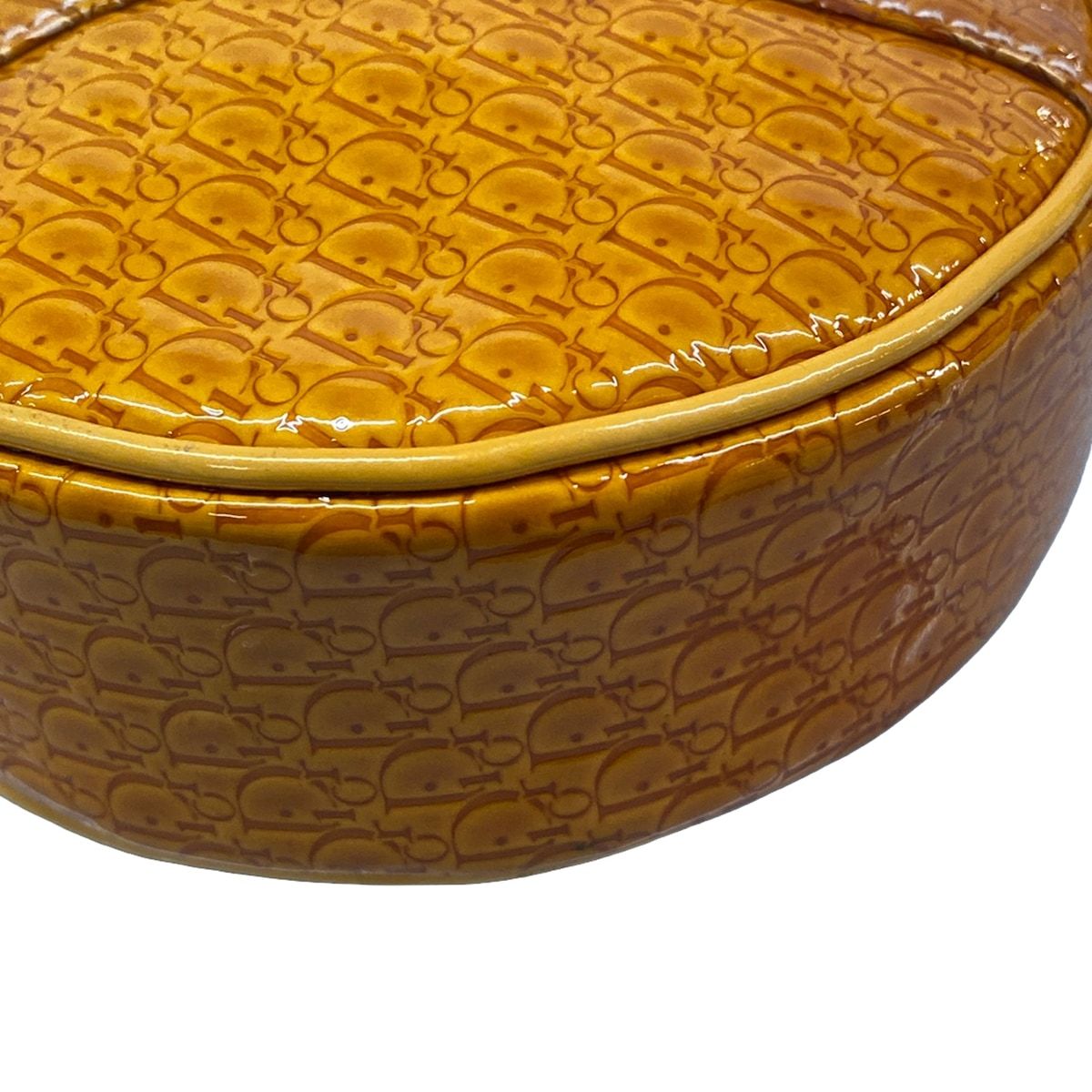 Dior Handbag Saddle Pouch Orange Embossed Leather — view 6