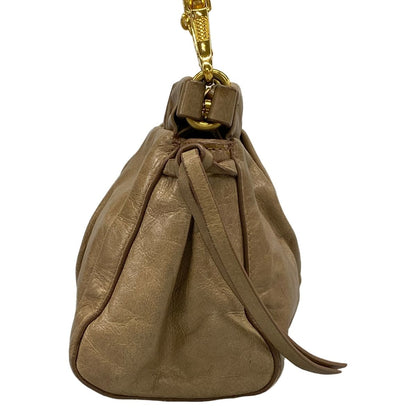 Miu Miu Shoulder Bag Gather Gray Beige Removable Strap Leather — view 2