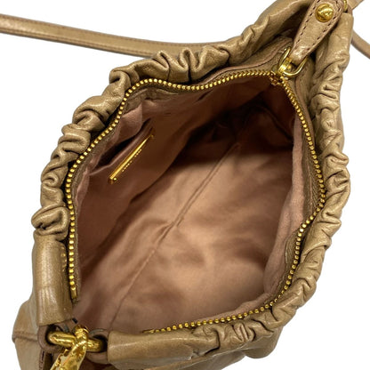 Miu Miu Shoulder Bag Gather Gray Beige Removable Strap Leather — view 7