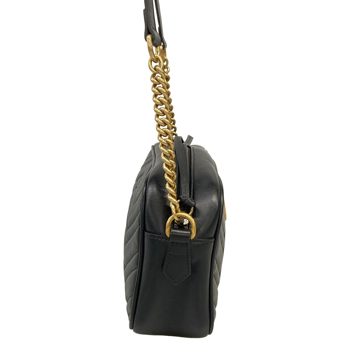 Gucci Shoulder Bag GG Marmont Black Chain Leather — view 2