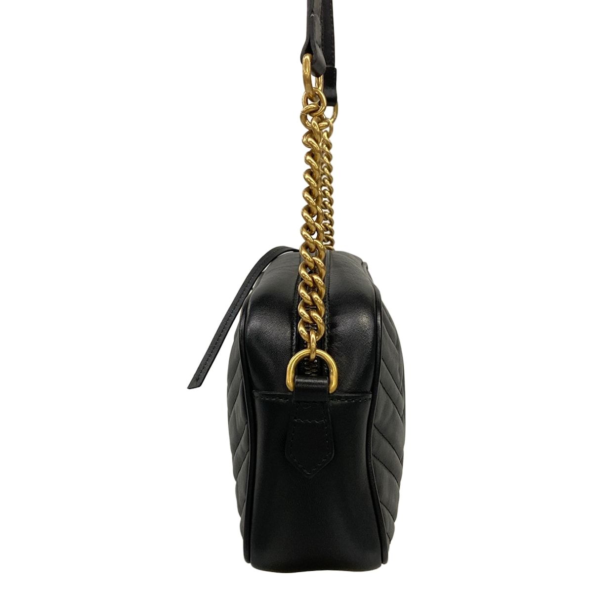 Gucci Shoulder Bag GG Marmont Black Chain Leather — view 4
