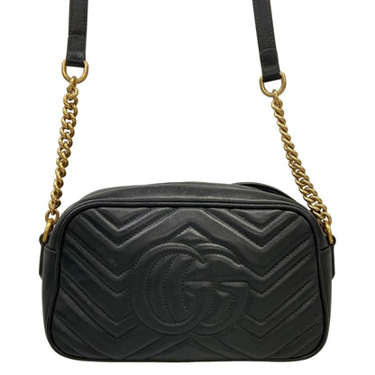 Gucci Shoulder Bag GG Marmont Black Chain Leather — view 3