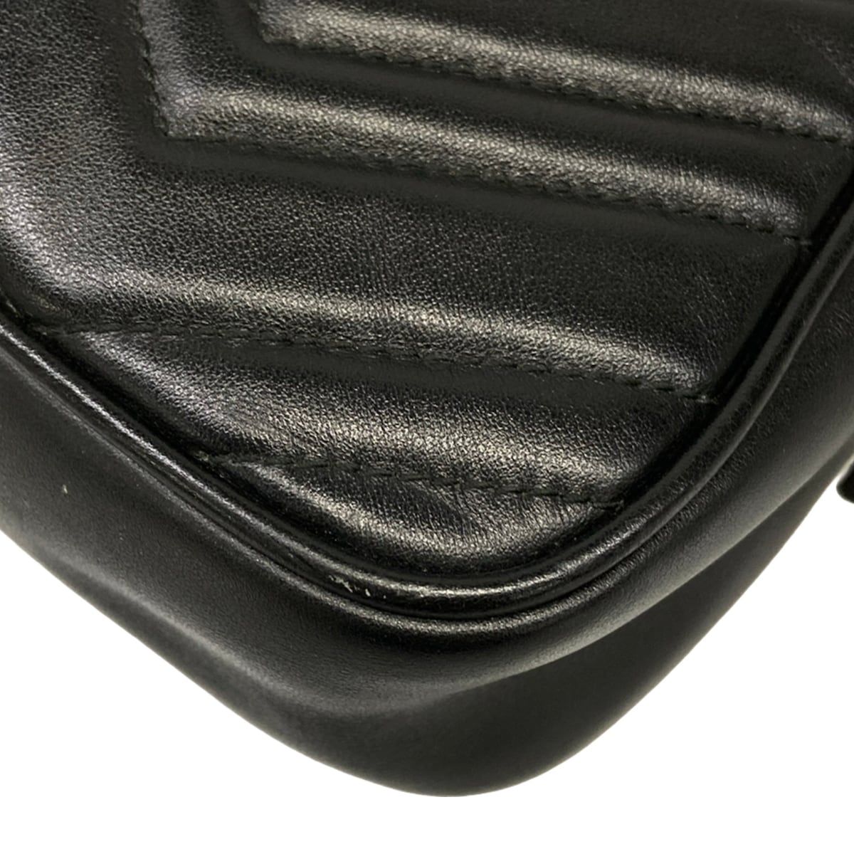 Gucci Shoulder Bag GG Marmont Black Chain Leather — view 6