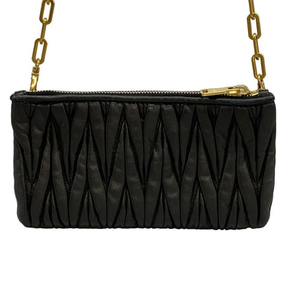 Miu Miu Shoulder Bag Matelasse Black Detachable Strap Chain Leather — view 3