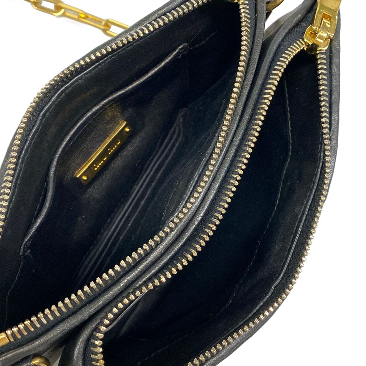 Miu Miu Shoulder Bag Matelasse Black Detachable Strap Chain Leather — view 7