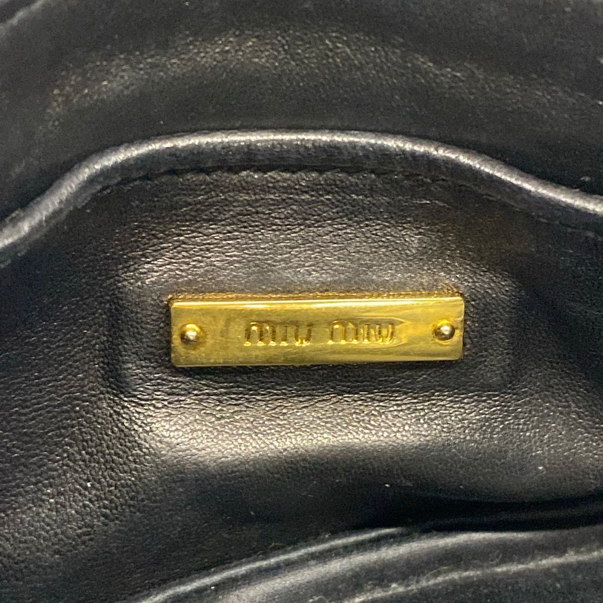 Miu Miu Shoulder Bag Matelasse Black Detachable Strap Chain Leather — view 9