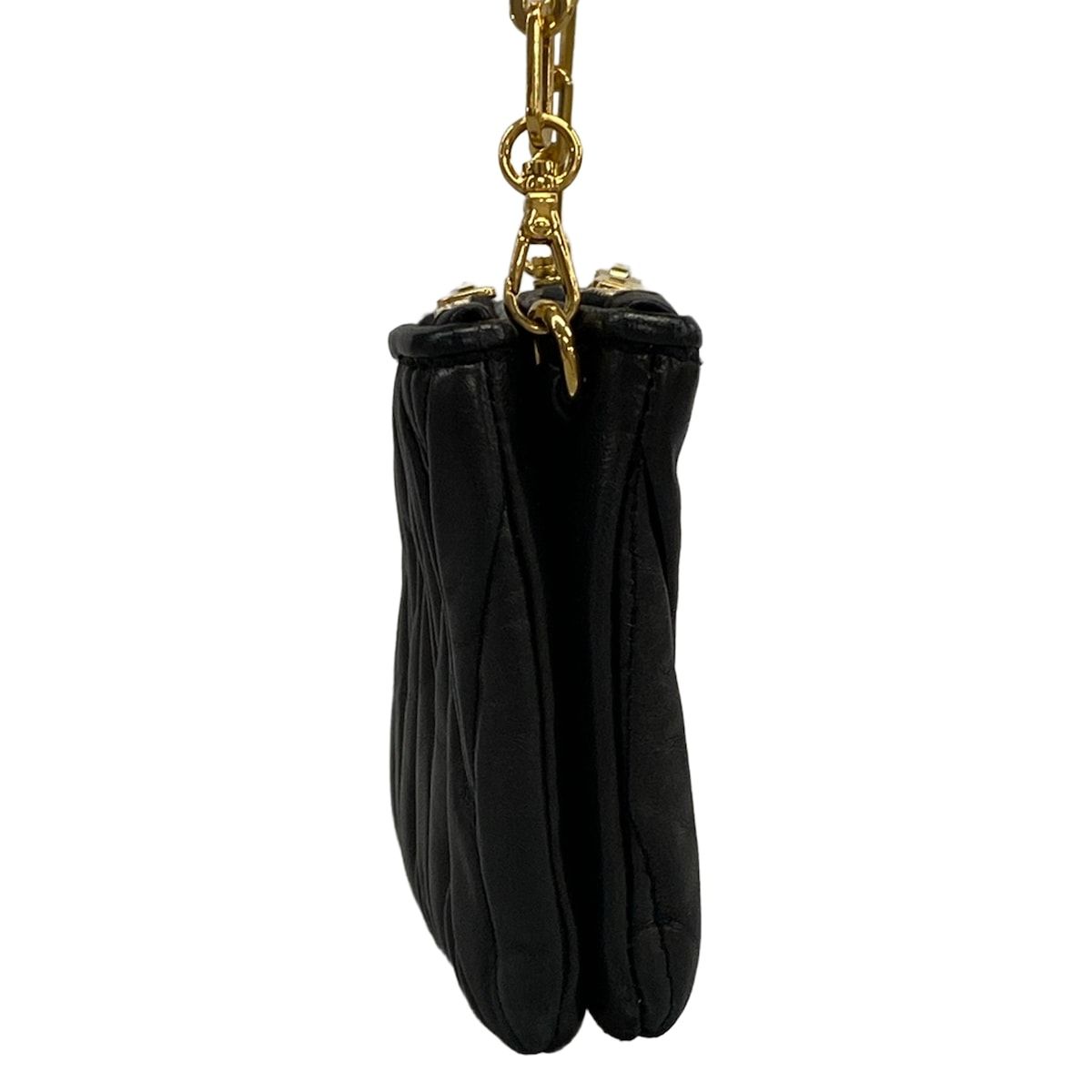 Miu Miu Shoulder Bag Matelasse Black Detachable Strap Chain Leather — view 4