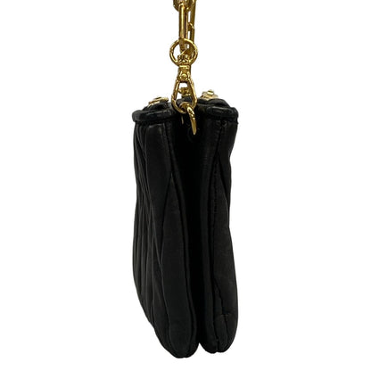 Miu Miu Shoulder Bag Matelasse Black Detachable Strap Chain Leather — view 4