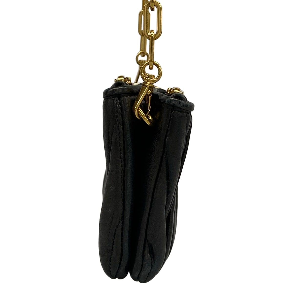 Miu Miu Shoulder Bag Matelasse Black Detachable Strap Chain Leather — view 2