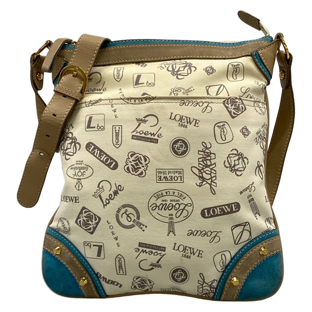 Loewe Shoulder Bag Ivory Gray Blue Anniversary Leather