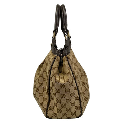 Gucci Tote Ski GG Pattern Beige Dark Brown Leather — view 4