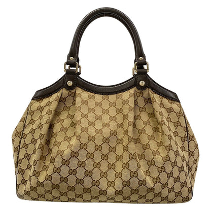 Gucci Tote Ski GG Pattern Beige Dark Brown Leather — view 3