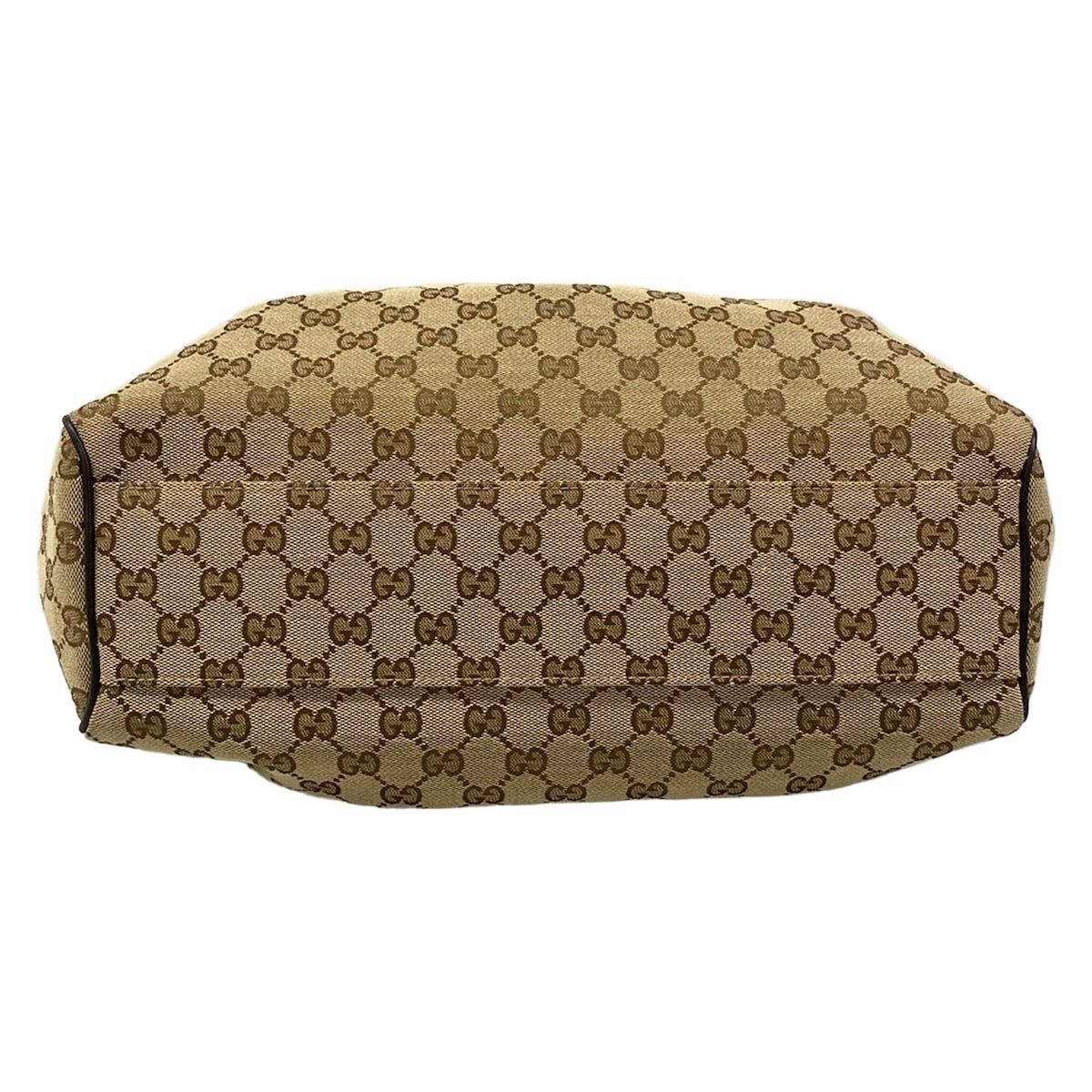 Gucci Tote Ski GG Pattern Beige Dark Brown Leather — view 5