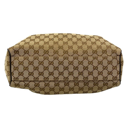 Gucci Tote Ski GG Pattern Beige Dark Brown Leather — view 5