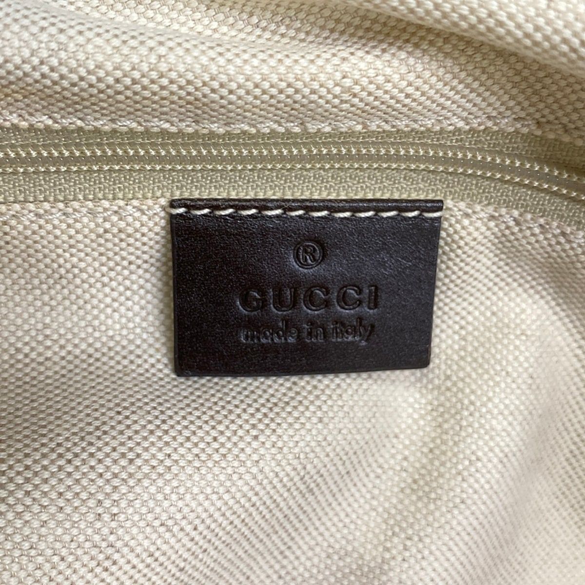 Gucci Tote Ski GG Pattern Beige Dark Brown Leather — view 8