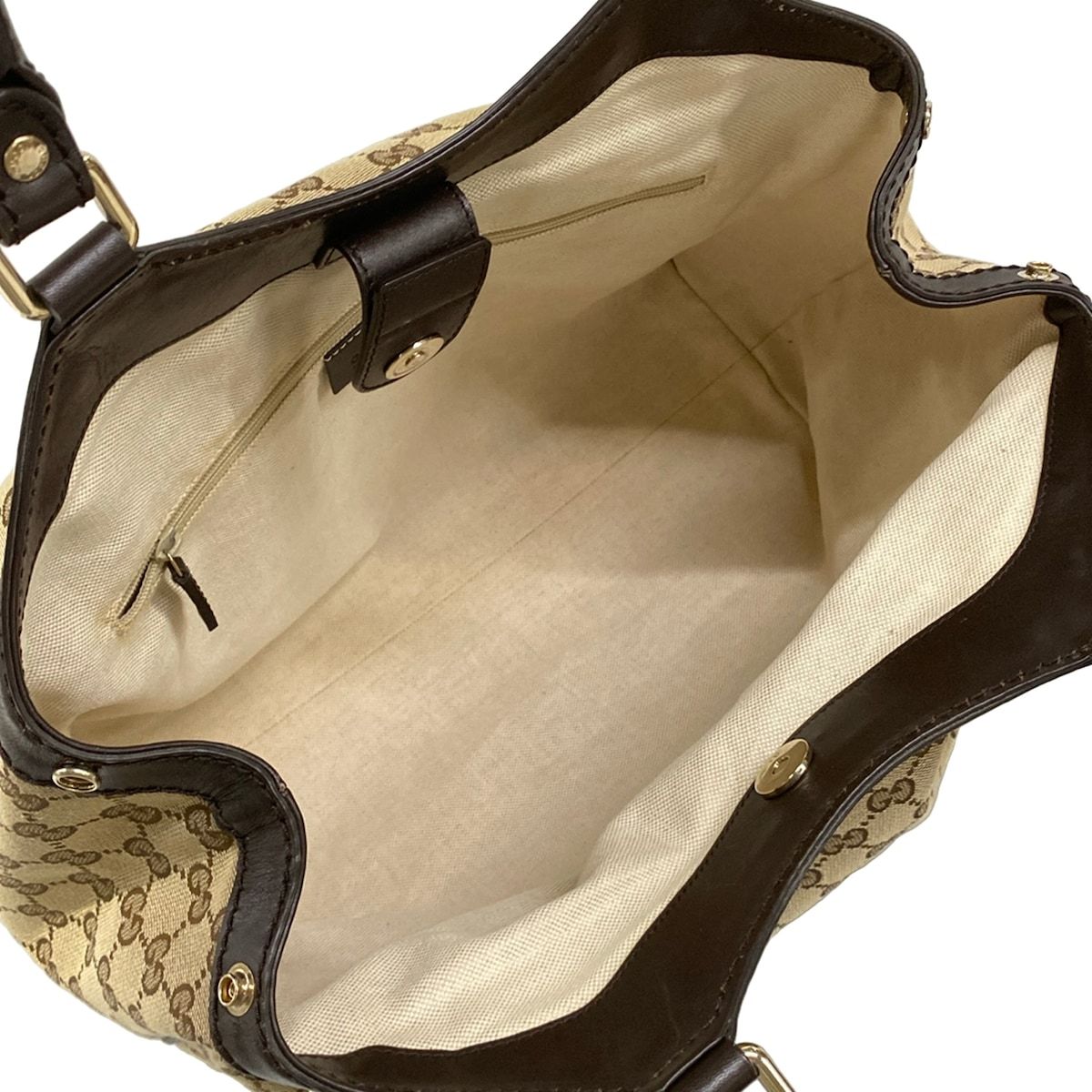 Gucci Tote Ski GG Pattern Beige Dark Brown Leather — view 7