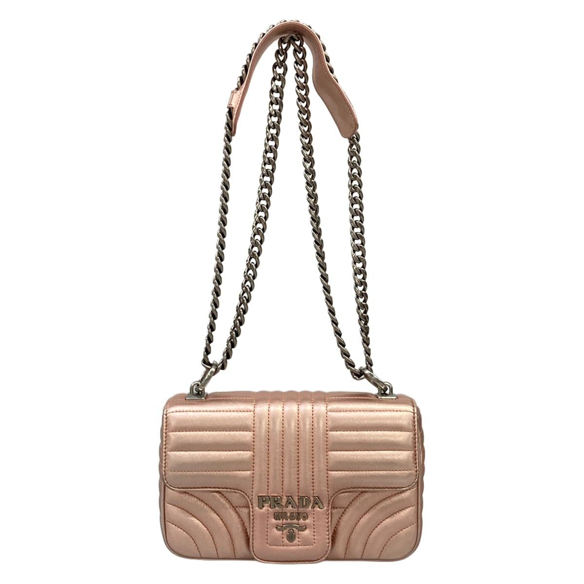 Prada Shoulder Bag Diagram Leather Small Pink Gold Chain