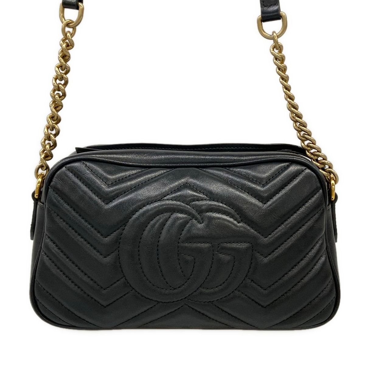 Gucci Shoulder Bag GG Marmont Black Chain Leather — view 3