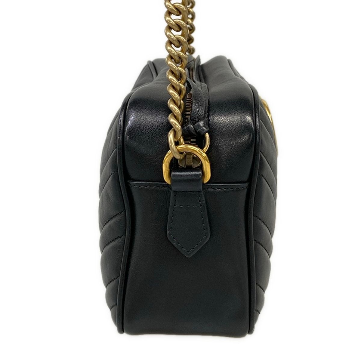 Gucci Shoulder Bag GG Marmont Black Chain Leather — view 2