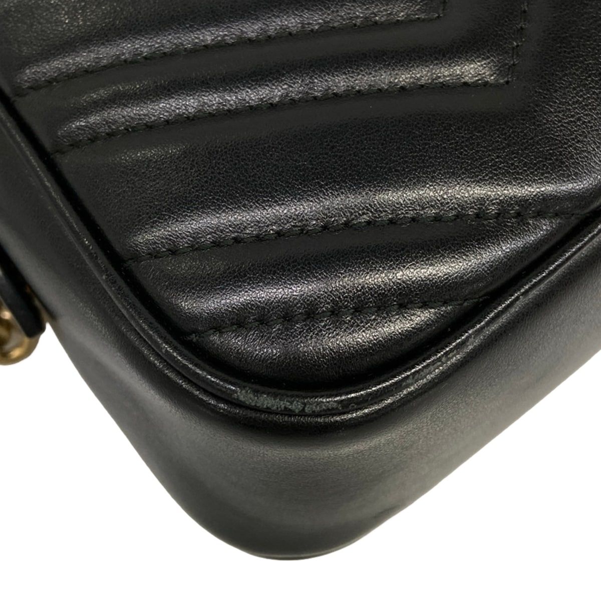 Gucci Shoulder Bag GG Marmont Black Chain Leather — view 6