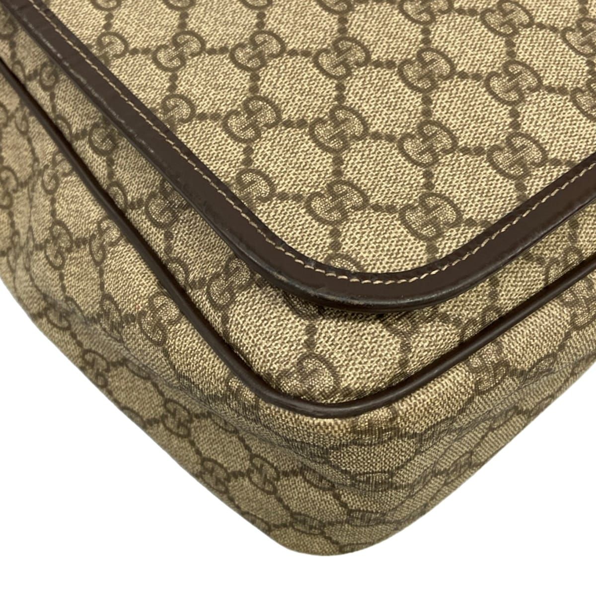 Gucci Shoulder Bag Interlocking GG Supreme Beige Ebony Dark Brown Leather — view 6