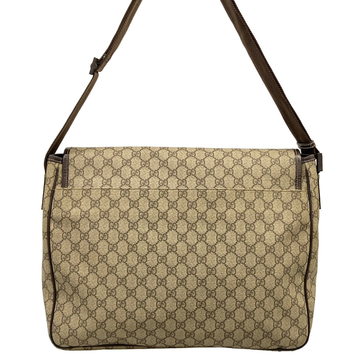 Gucci Shoulder Bag Interlocking GG Supreme Beige Ebony Dark Brown Leather — view 3