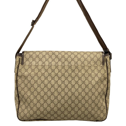Gucci Shoulder Bag Interlocking GG Supreme Beige Ebony Dark Brown Leather — view 3