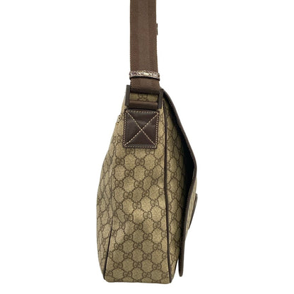 Gucci Shoulder Bag Interlocking GG Supreme Beige Ebony Dark Brown Leather — view 2