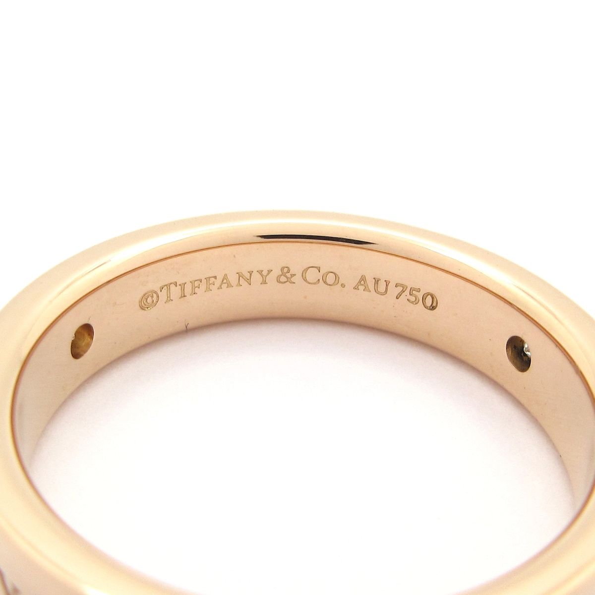 Tiffany & Co Ring Flat Band 18k Pink Gold Diamond — view 5