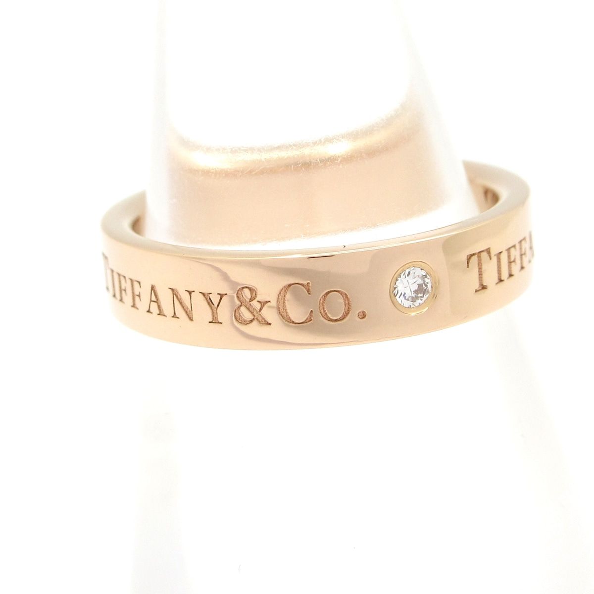 Tiffany & Co Ring Flat Band 18k Pink Gold Diamond — view 2