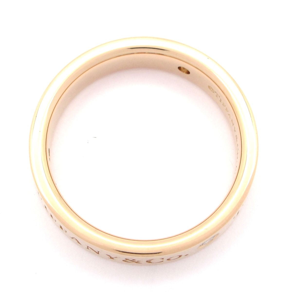 Tiffany & Co Ring Flat Band 18k Pink Gold Diamond — view 4