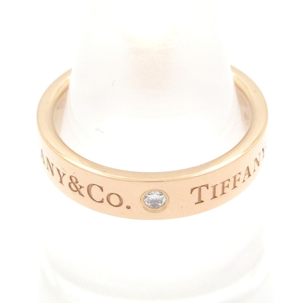 Tiffany & Co Ring Flat Band 18k Pink Gold Diamond — view 3