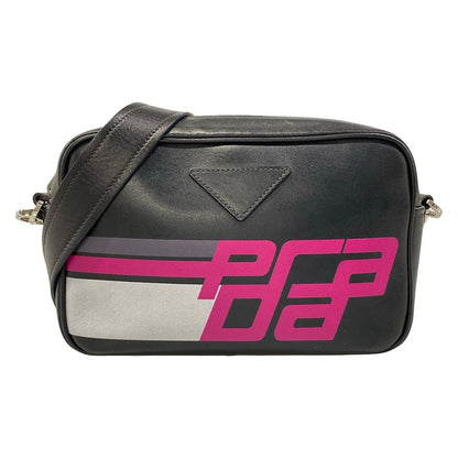 Prada Shoulder Bag Black Purple Gray Leather