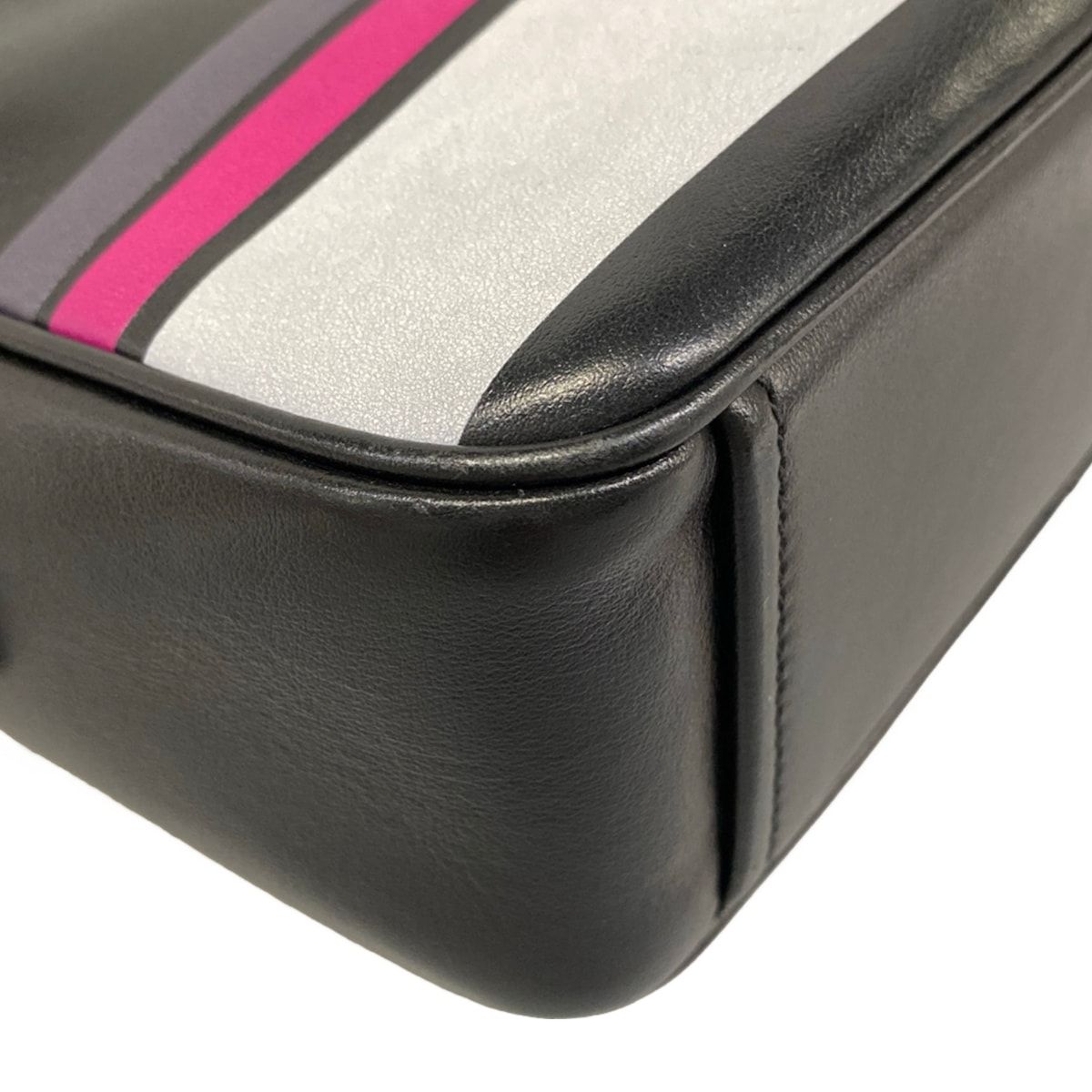 Prada Shoulder Bag Black Purple Gray Leather — view 6