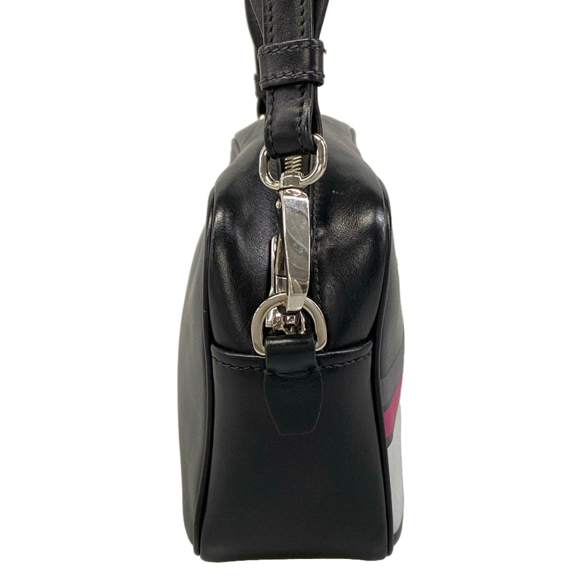 Prada Shoulder Bag Black Purple Gray Leather — view 2