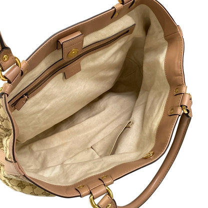 Gucci Tote GG Pattern Scarlet Beige Brown Pink Leather — view 7