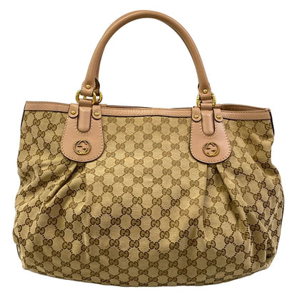 Gucci Tote GG Pattern Scarlet Beige Brown Pink Leather