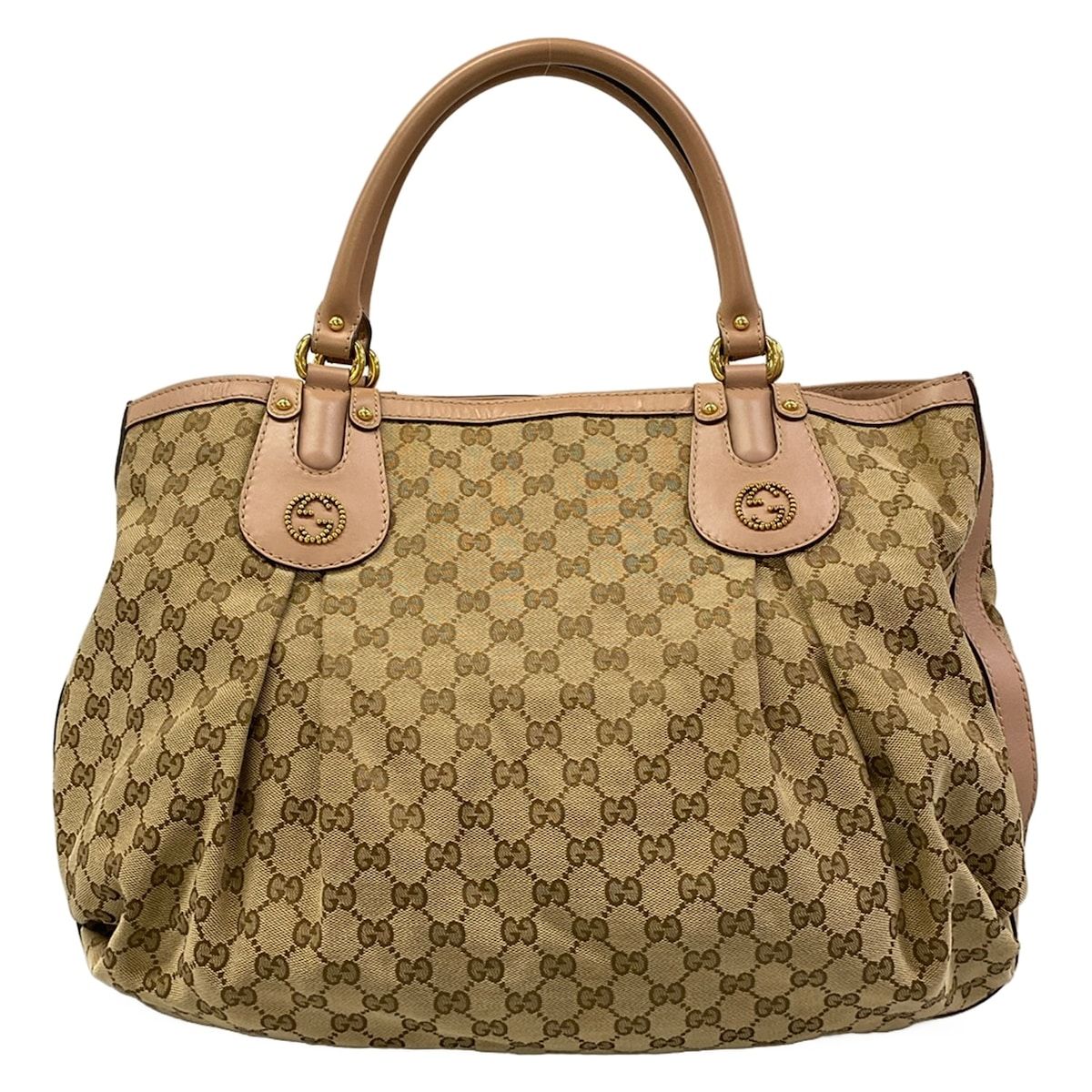 Gucci Tote GG Pattern Scarlet Beige Brown Pink Leather — view 3