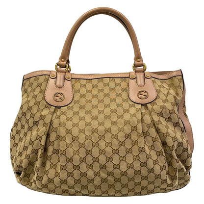 Gucci Tote GG Pattern Scarlet Beige Brown Pink Leather — view 3