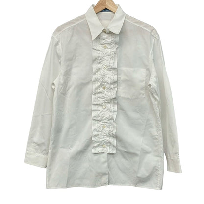 Prada Long Sleeve Shirt Blouse SZ 38 White Ruffles Removable