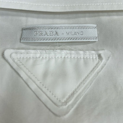 Prada Long Sleeve Shirt Blouse SZ 38 White Ruffles Removable — view 6