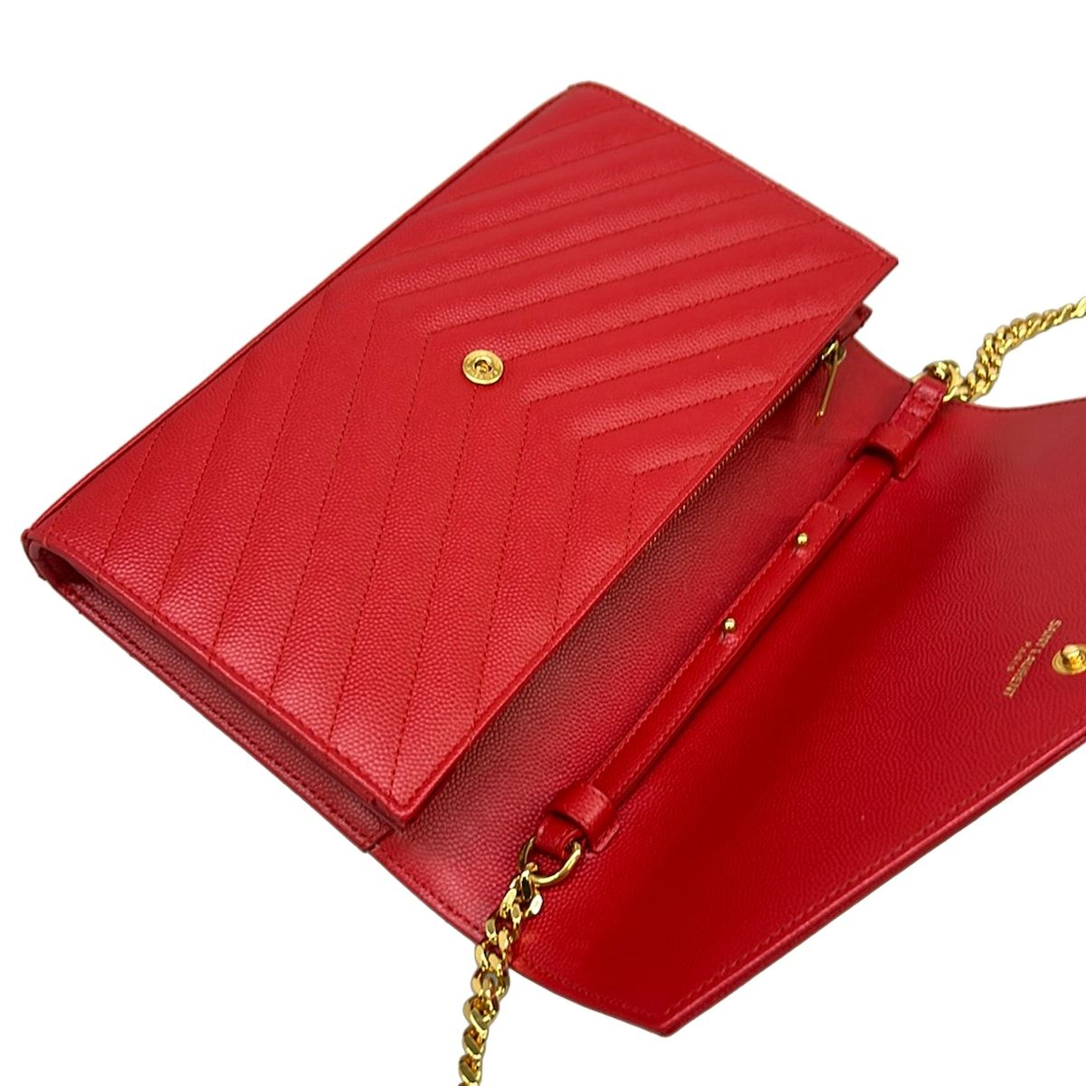 Saint Laurent Paris Wallet Monogram Cassandra Red Chain Leather — view 3