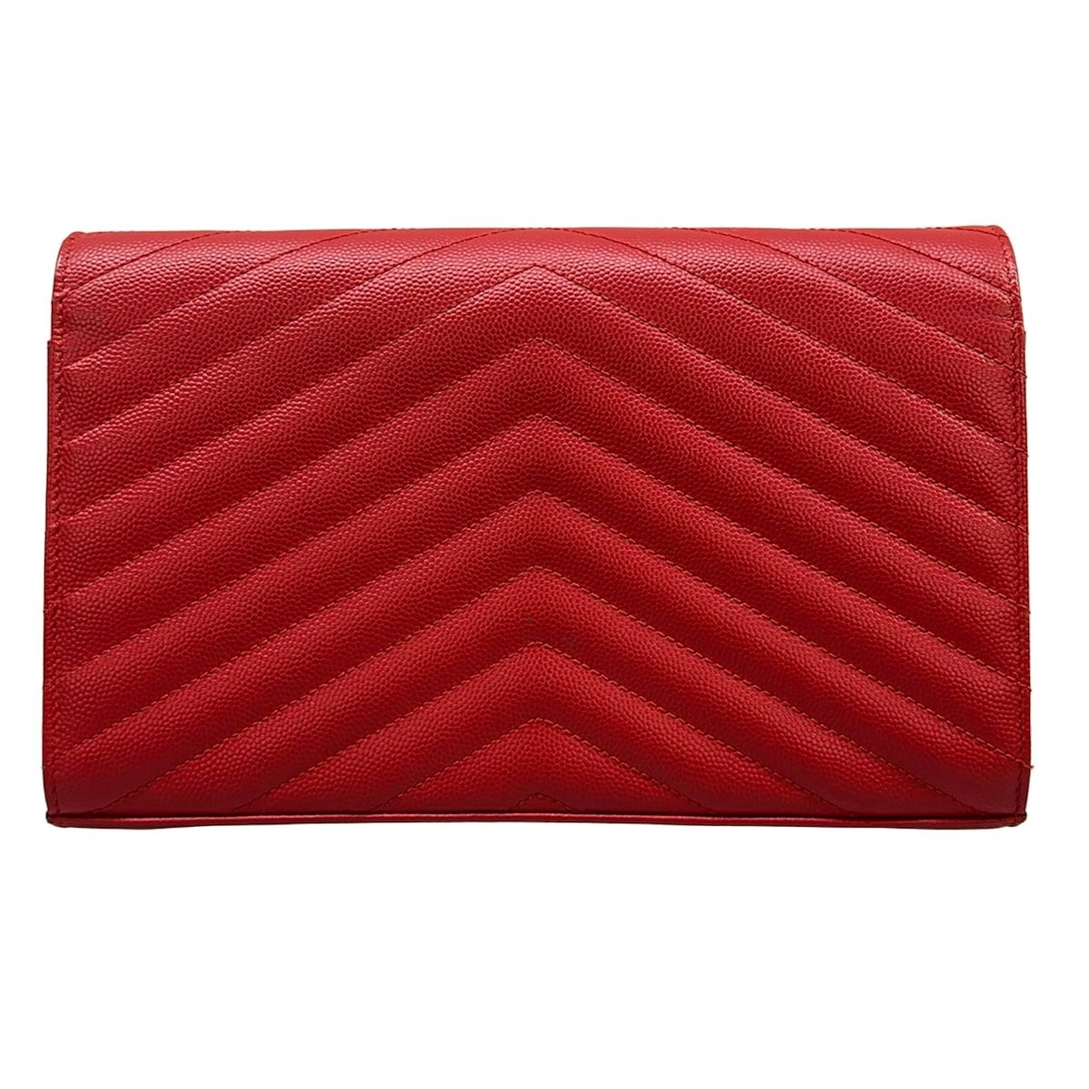 Saint Laurent Paris Wallet Monogram Cassandra Red Chain Leather — view 2