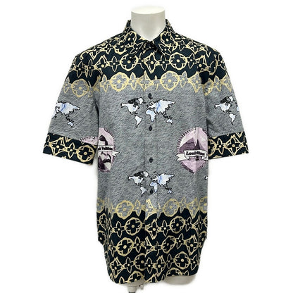 Louis Vuitton Short Sleeve Shirt XL LV Wax Short Monogram Fs8 Dark Navy White