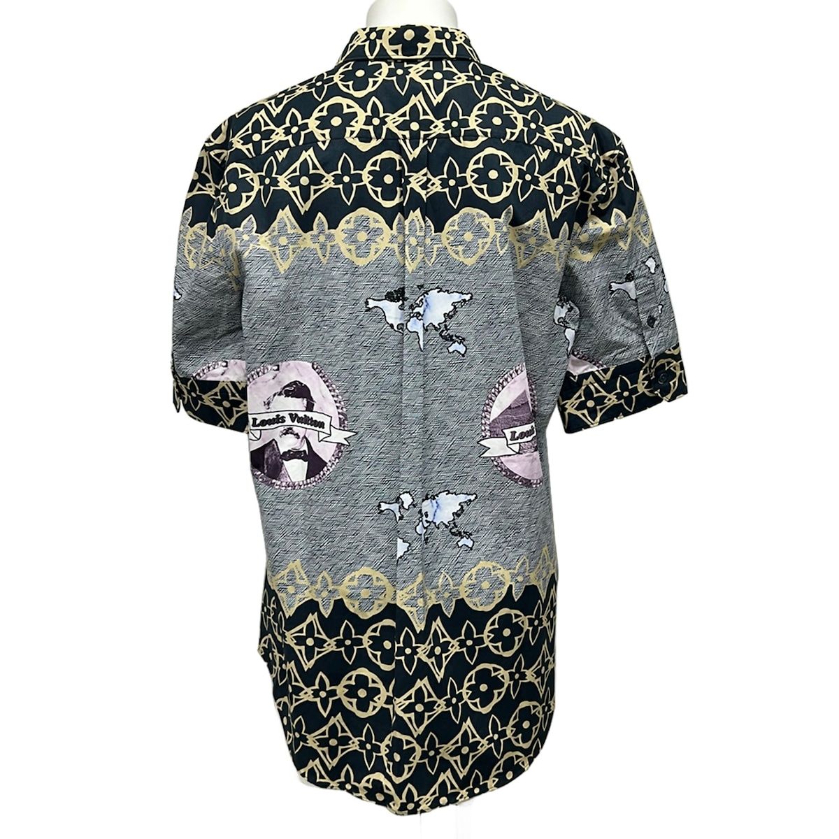 Louis Vuitton Short Sleeve Shirt XL LV Wax Short Monogram Fs8 Dark Navy White — view 2