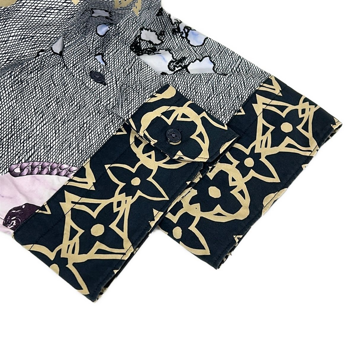 Louis Vuitton Short Sleeve Shirt XL LV Wax Short Monogram Fs8 Dark Navy White — view 6